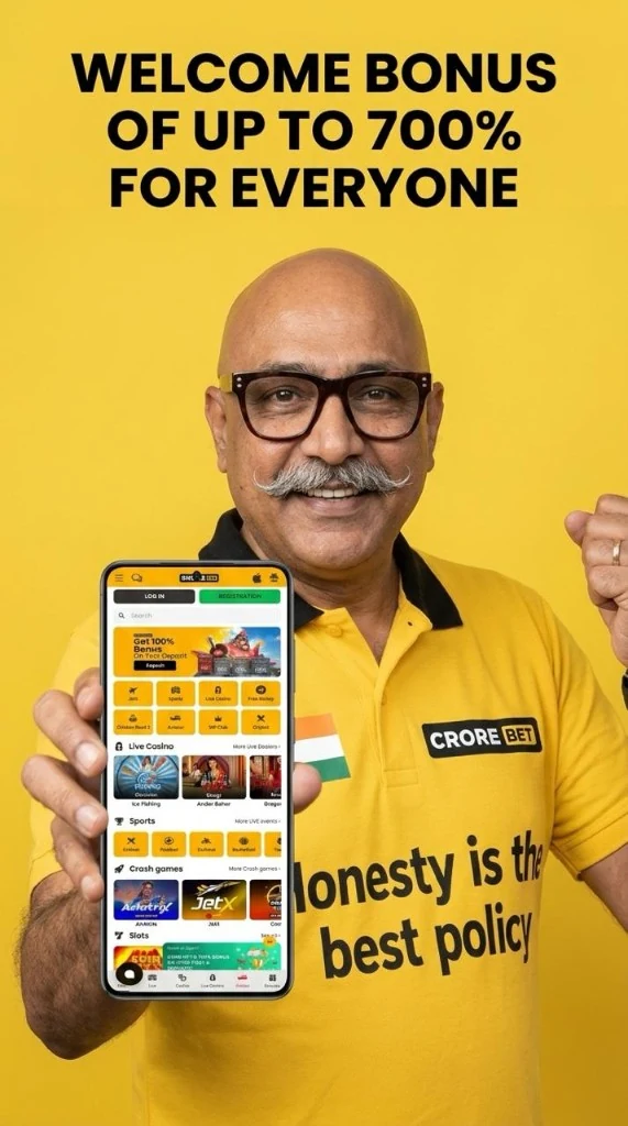 CroreBet owner presenting the app with 700% welcome bonus for everyone.